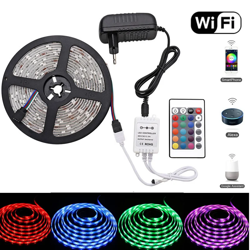 

Smart RGB LED Light Strip Alexa SMD 5050 LED Tape DC12V Waterproof Ribbon Diode Flexible strips WIFI Controller