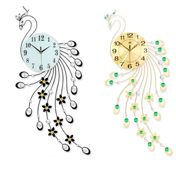

Peacock clock wall clock living room art personality restaurant hanging table luminous creative fashion mute bedroom decoration
