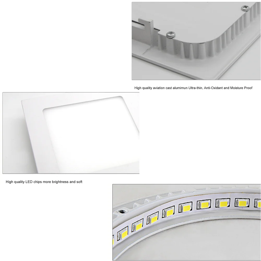  [DBF]Round/Square LED Panel Light Recessed Kitchen Bathroom Ceiling Lamp 85-265V Recessed LED Downl - 32577146048