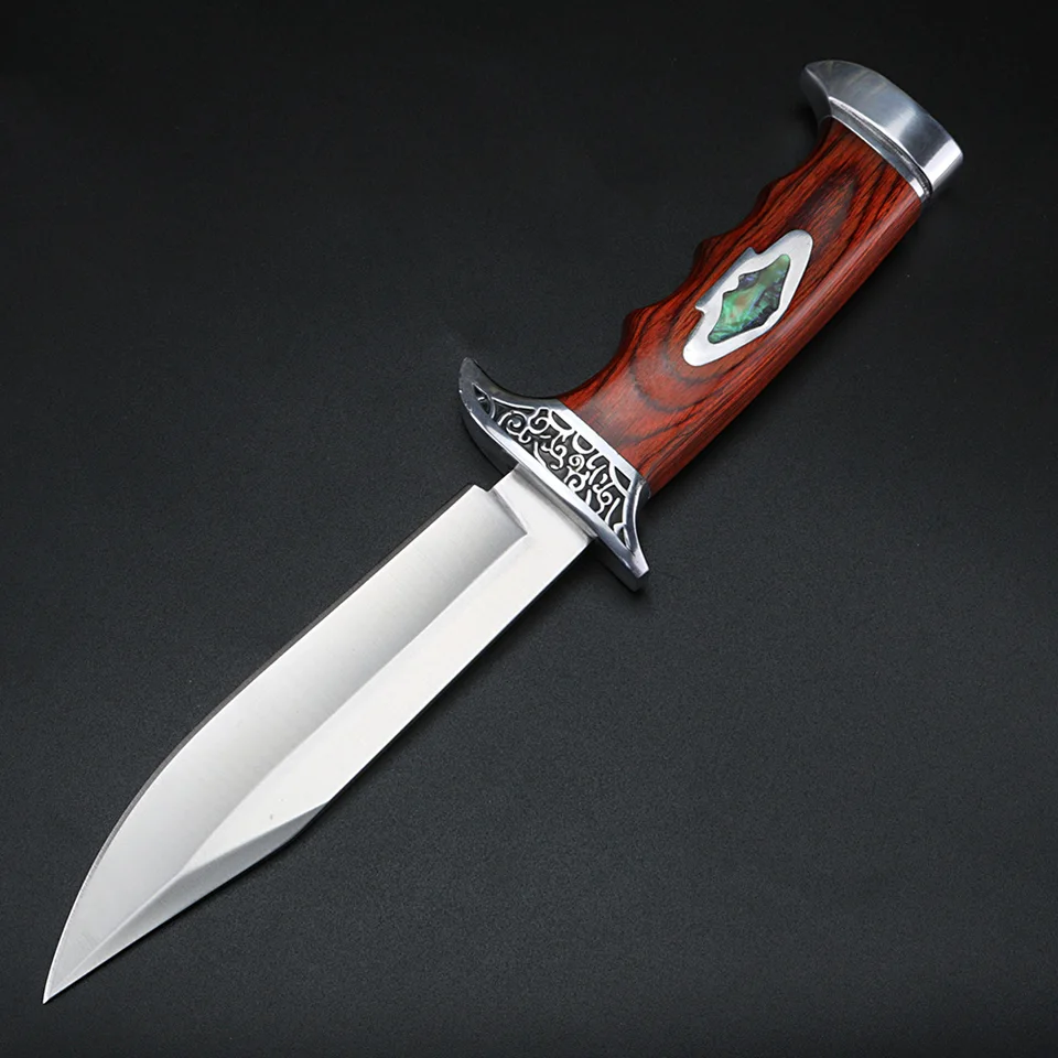 Outdoor Knife Wooden Handle Corrugated Blade Short Knife Wild Hunting Survival Knife Camping Multifunctional Small Knife Knives Aliexpress