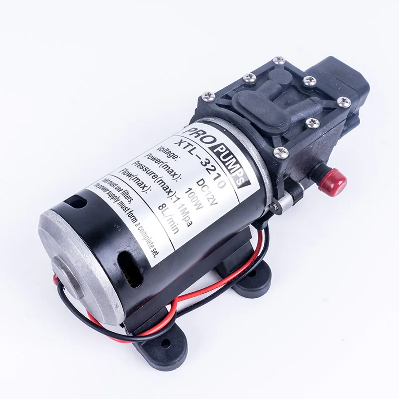 

DC 12V 100W 130PSI 8L/Min High Quality Water High Pressure Diaphragm Water Pump Self Priming Pump Small Safe Car Wash For Home