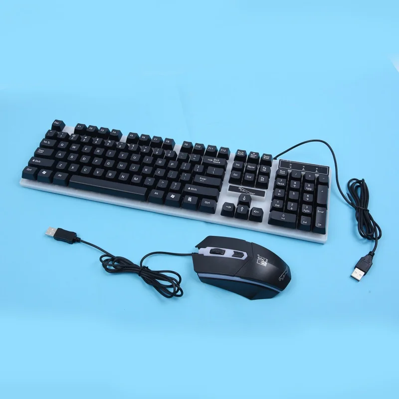 Красочный светодиодный игровой набор клавиатура + мышь 3D противоскользящее