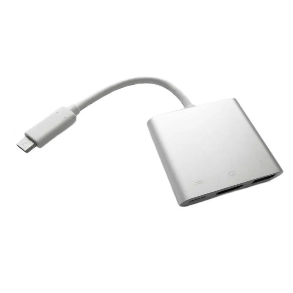 Профессиональный USB 3,1-HDMI+ USB 3,1+ USB 3,0 адаптер конвертер алюминиевый корпус Прочный USB кабель конвертер серебристый
