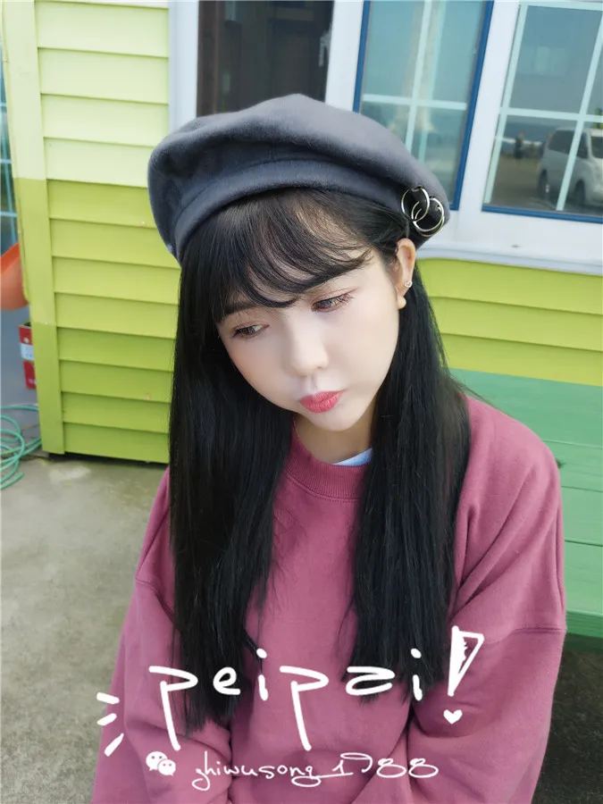YOYOCORN Feminino casquette для женщин, шерстяной Зимний берет, шапка с кольцом chapeu, женский берет, одноцветная простая зимняя шапка - Цвет: Темно-серый