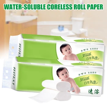 

12 Roll Instant Soluble Toilet Paper Bulk Roll Bath Bathtoom Paper Towel 4-ply Tissue for Baby Adult TSH Shop