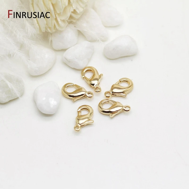 14k 리얼 골드 도금 10mm 12mm 랍스터 걸쇠 쥬얼리 만들기 수제 DIY 팔찌 목걸이 걸쇠 피팅
