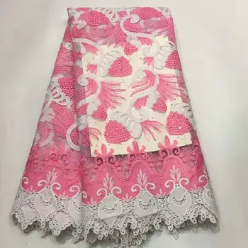 

Hot Sale African Lace Fabric 2019 High Quality Swiss French Voile Lace Embroidery 5 yards per piece for Dress Wedding CJA001