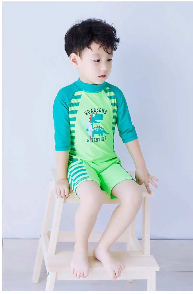 2 pçs conjunto surf wear dinossauro verde
