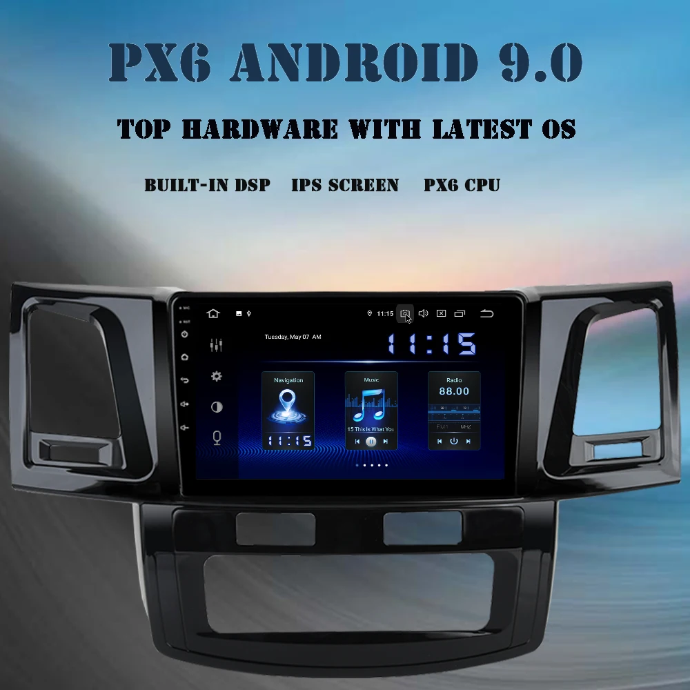 Android 9,0 автомобильный радиоприемник gps navi для Toyota Fortuner 2007- мультимедийный плеер PX6 DSP HDMI " ips 1080P 4 Гб+ 64 Гб bluetooth