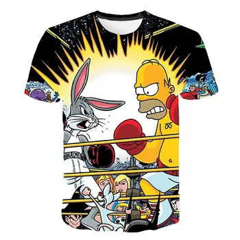 

New Simpson printing T-shirt 3D casual Harajuku cartoon funny Creative Casual Hip Hop Tee boy and women fashion Casual T-shirt
