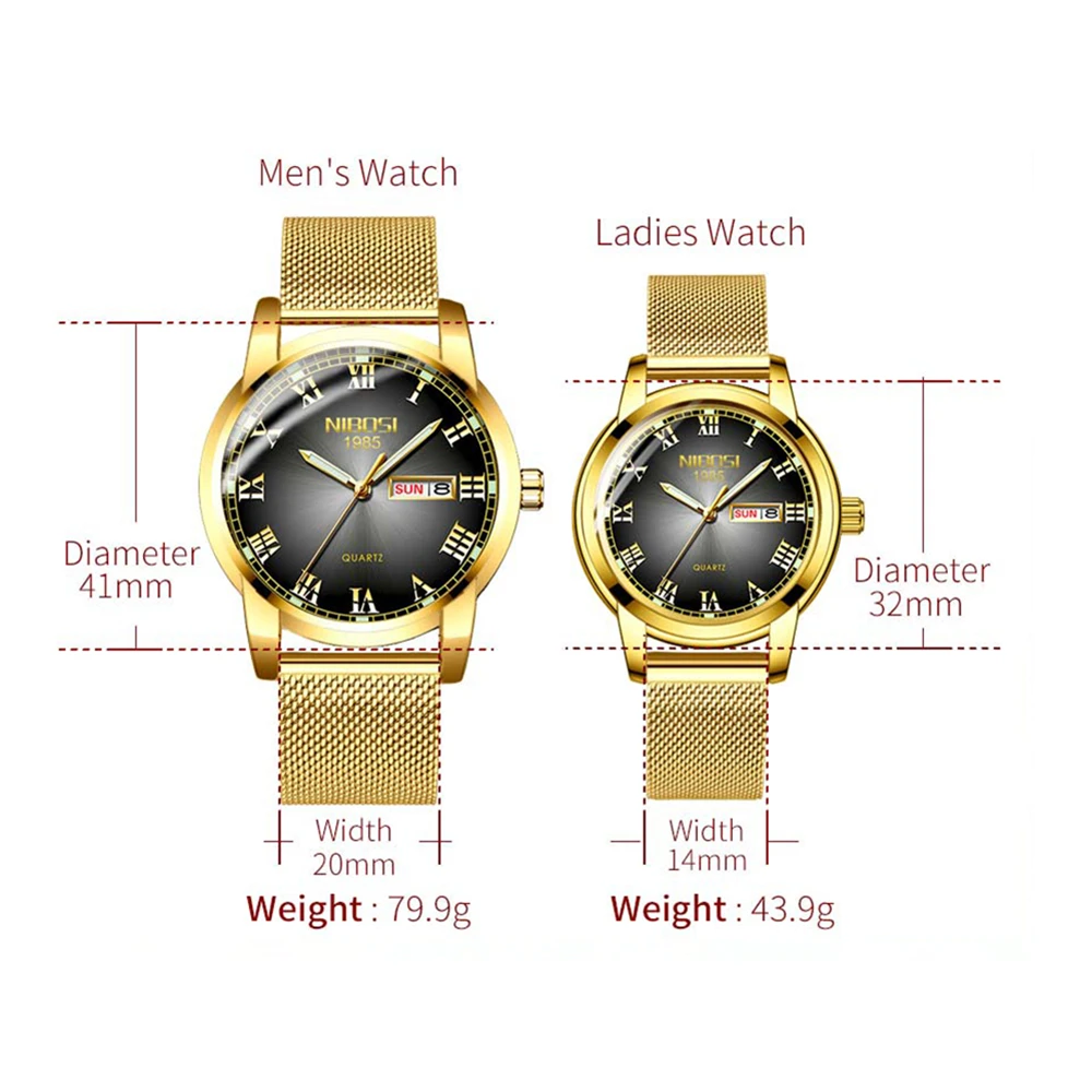 Gold Mens Women Watches NIBOSI Unique Design Luxury Stainless Steel Mesh Strap Men's Fashion Casual Date Watch Relogio Feminino Gold Mens Women Watches NIBOSI Unique Design Luxury Stainless Steel Mesh Strap Men's Fashion Casual Date Watch Relogio Feminino