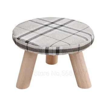

Small Stool Home Stool Fashion Creative Stool Living Room Fabric Soft Stool Simple Solid Wood Adult Small Bench Children