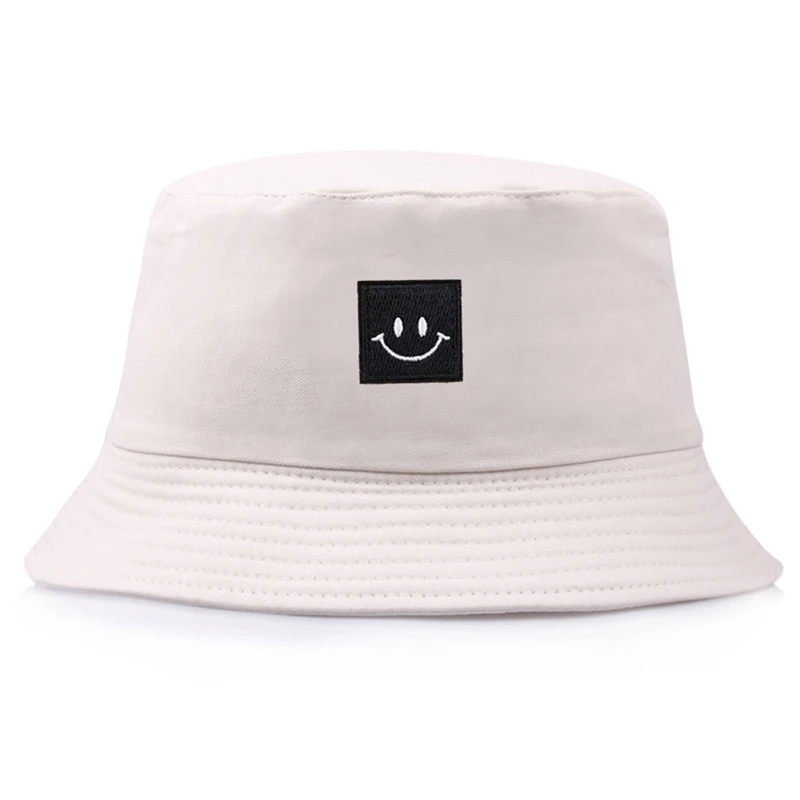 Летняя шляпа Женская Мужская Панама, шляпа-Панама смайлик дизайн плоский солнцезащитный козырек рыбалка, рыбак Боб шапка Femmes хип хоп