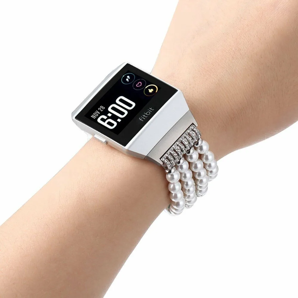 Для Fitbit Ionic часы Стильный жемчуг бисером Группа наручные часы ремешок браслет Ссылка