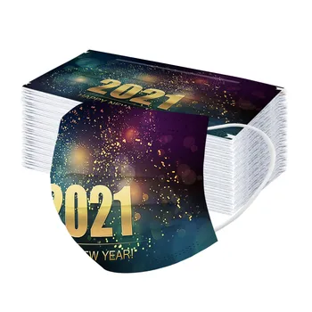 

50pcs Women Man Masks 2021 New Years Mask Disposable Protective Mask 3ply Melt Blown Cloth Mascarillad Ear Hook Masque