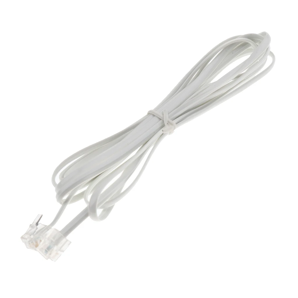 10ft Phone Telephone Cord RJ11 6P2C Connector Plug Cable for Landline Telephone, White 10ft Phone Telephone Cord RJ11 6P2C Connector Plug Cable for Landline Telephone, White