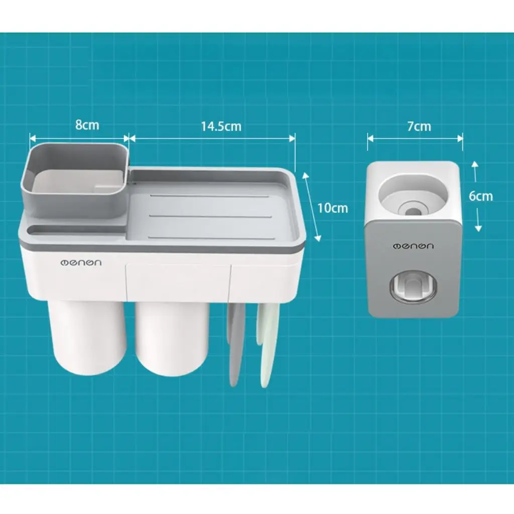 Toothbrush Holder Automatic Toothpaste Dispenser with Cup Wall Mounted Bathroom