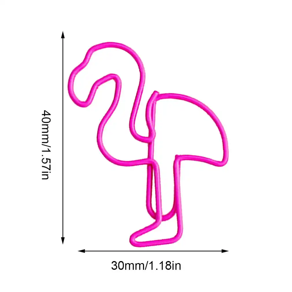 Menina coração rosa mini flamingo metal notas clipe de papel simples estudante escritório criativo marcador rosa