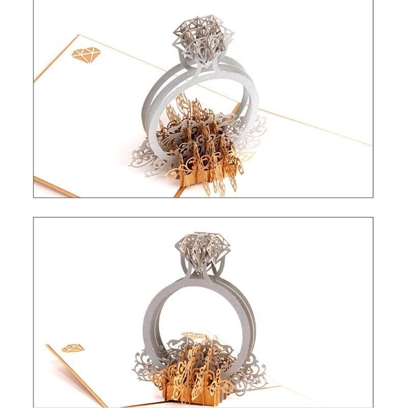  3D Pop Up Ring Wedding Invitation Card Birthday Christmas Mother's Day Gif D08D - 4000357761925