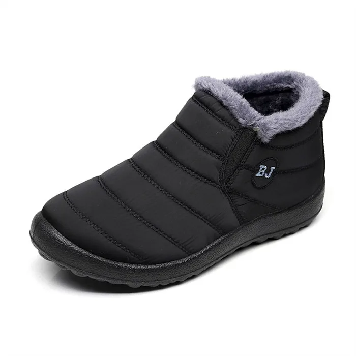 MEN BLACK Новинка; модная мужская зимняя обувь; однотонные зимние ботинки; теплые водонепроницаемые лыжные ботинки с плюшевой подкладкой на нескользящей подошве; Размеры 35-46 - Цвет: MEN BLACK