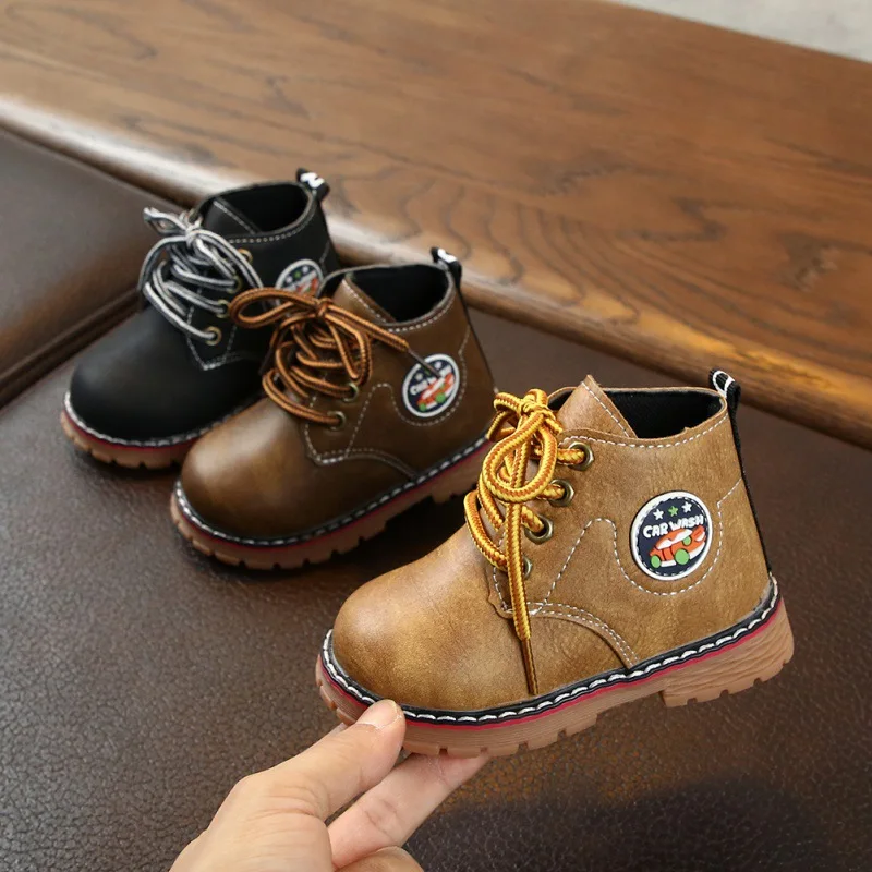Autumn Winter Baby Boots Toddler Martin Boots Kids Shoes Boys Girls Snow Boots Girls Boys Leather Fashion Boots Shoes Size 21-25