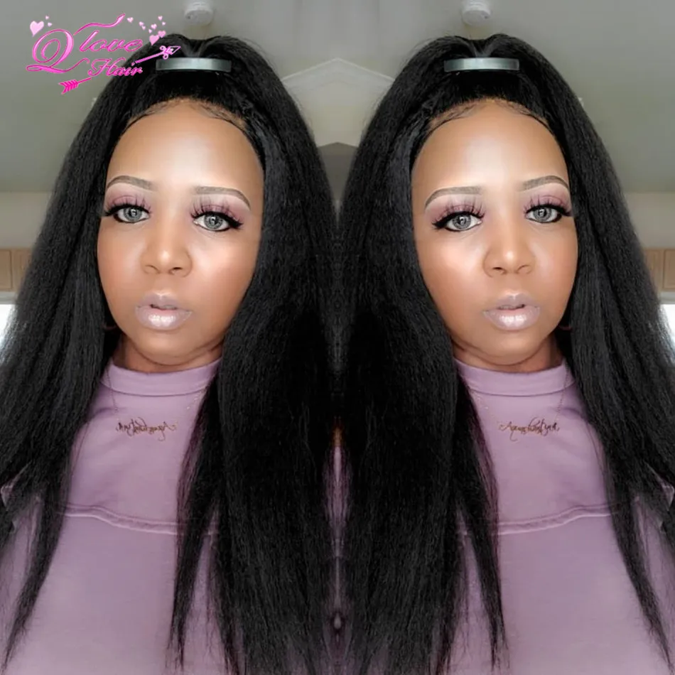 

Kinky Straight Lace Front Wigs 13x4/13x6 Brazilian Remy Hair Transparent Lace Pre Plucked Human Hair Wigs For Women 30 Inch Wig