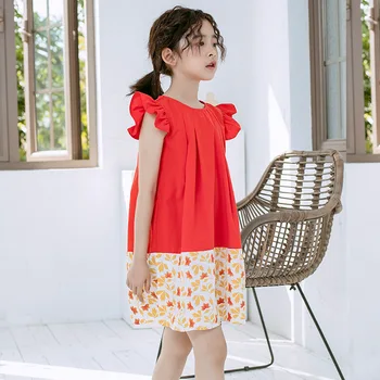 

2020 Summer Patchwork Girls Dress Children Sleeveless Ruffle Dress Baby Girls Loose Dress Cute Kids Princess Party Frocks