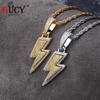 

GUCY NEW Lightning CZ Pendant Cute Bling Bling Copper Material Necklace Chain Fashion Hiphop Jewelry