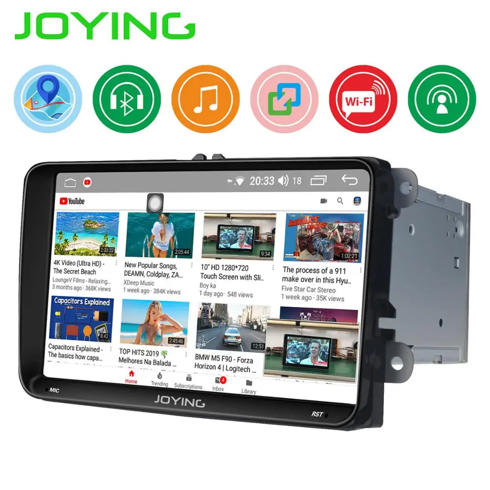 Top JOYING 2 din Android 8.1 car radio head unit GPS 9 inch IPS screen autoradio for VW/ passat b6/Volkswagen/Seat support fast boot 1