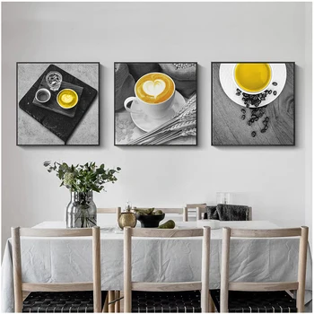 

5D Diy Diamond Painting Yellow Coffee Cup Nordic Full Square Round Drill Embroidery Picture Rhinestone Kit Triptych DecorZP-4028