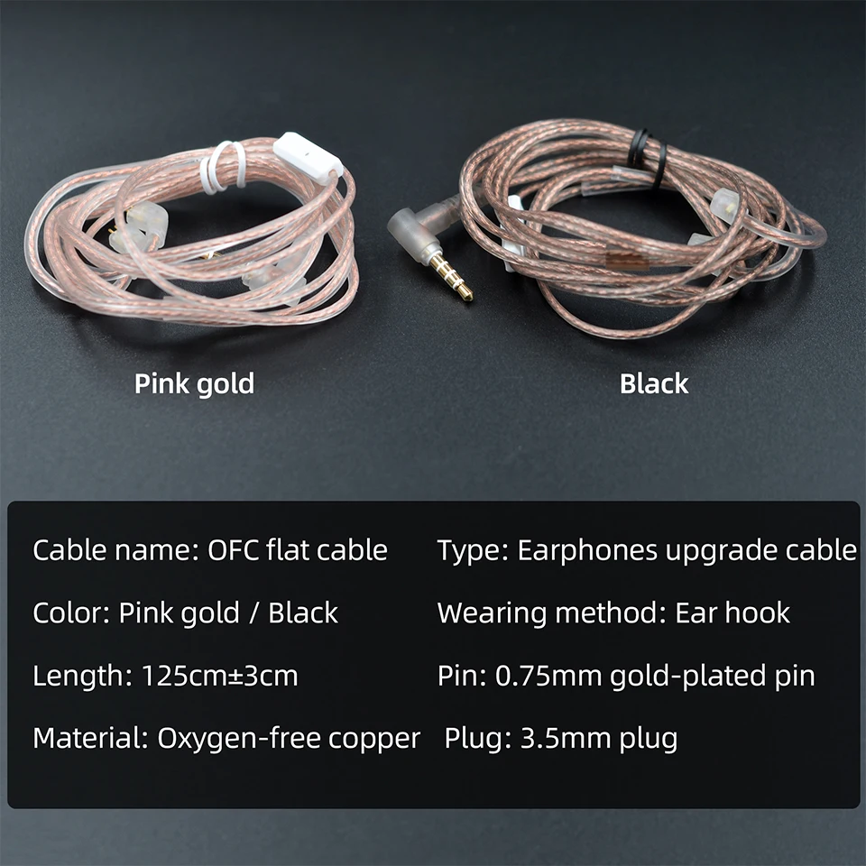 KZ ZS10 ZST ZS3 In Ear Cable High-Purity Oxygen-Free Copper Twisted Upgrade Cable KZ 2pin Cable For KZ Z10 ZST ZSN CCA C10 V80 bluetooth earphone