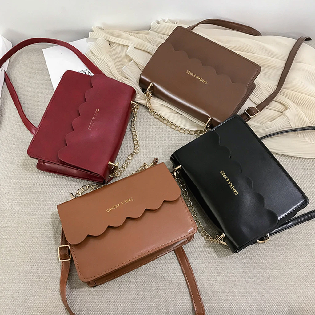 Simple Flap Shoulder Fashion Women Bag Leather Bags Girls Pure Color Mini Messenger Chest Cross Body Handbags Bolsa Feminina 820