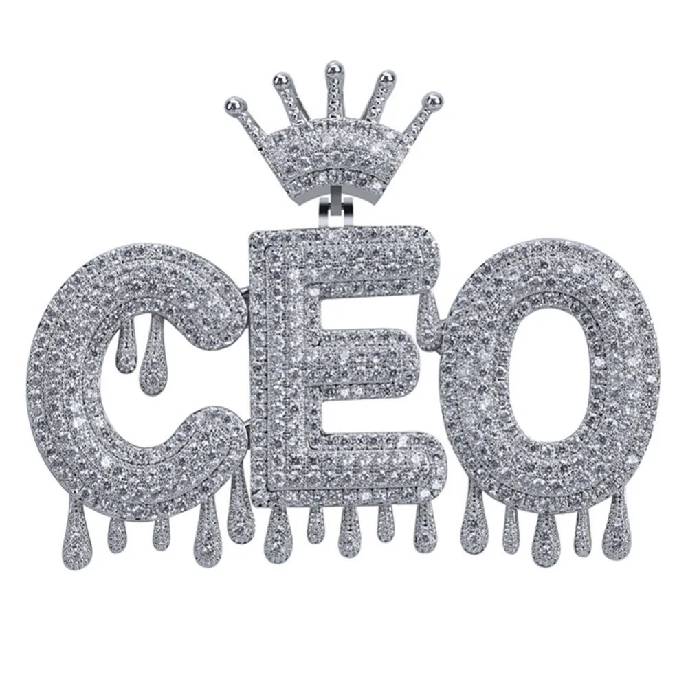 Пользовательское имя Iced Out Корона пузырь цепочка с буквами ожерелья с подвесками для мужчин амулеты Циркон хип-хоп ювелирные изделия колье ожерелье для женщин