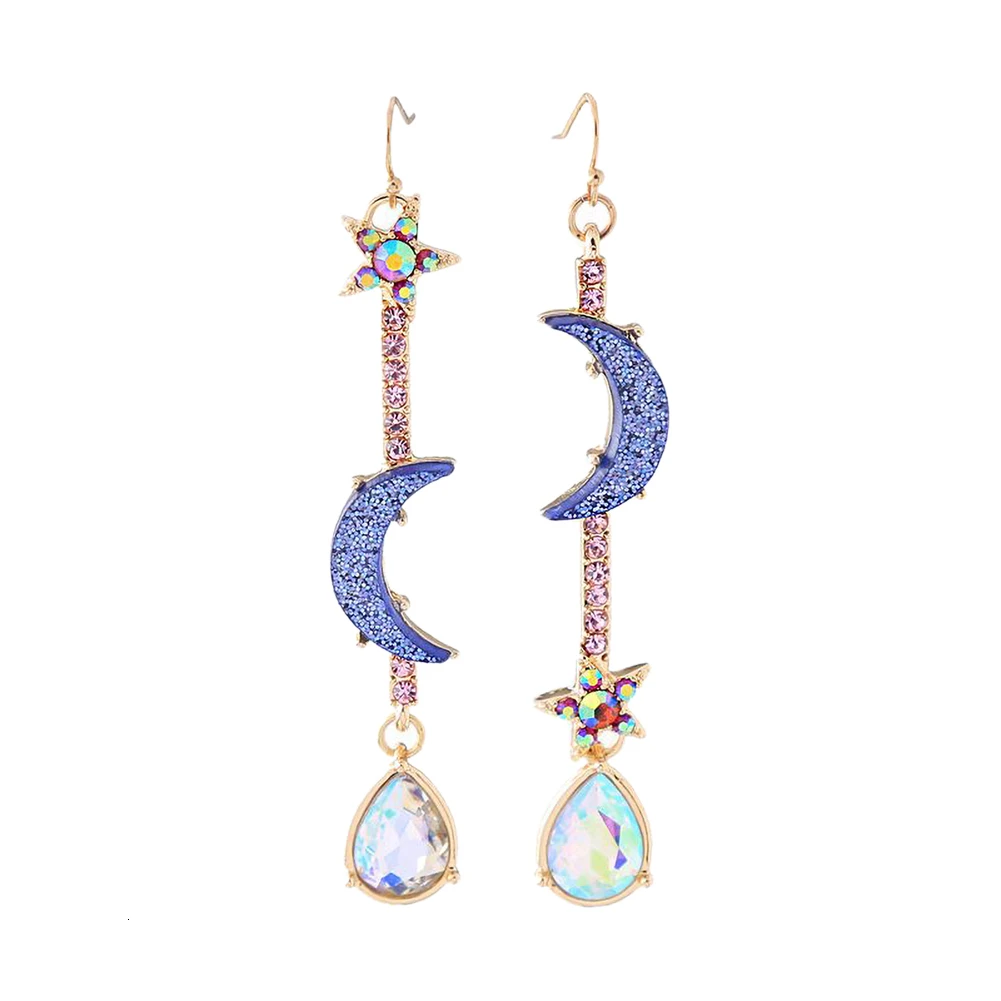 Женские богемные серьги с кисточкой betley Johnson модные синей Луной и звездой