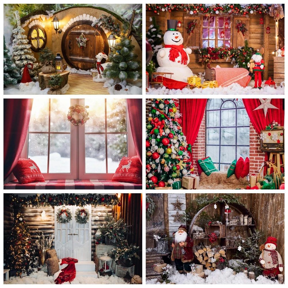 Lantern Backgrounds Photo-Studio Christmas Santa-Clause Laeacco Photocall Kid Deer 