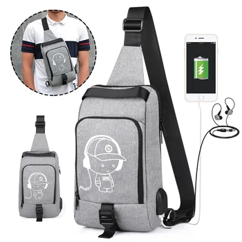 

Men's casual Shoulder bag 9.7 inch laptop Crossbody bag USB charging waterproof outdoor travel anime luminous bag for boys