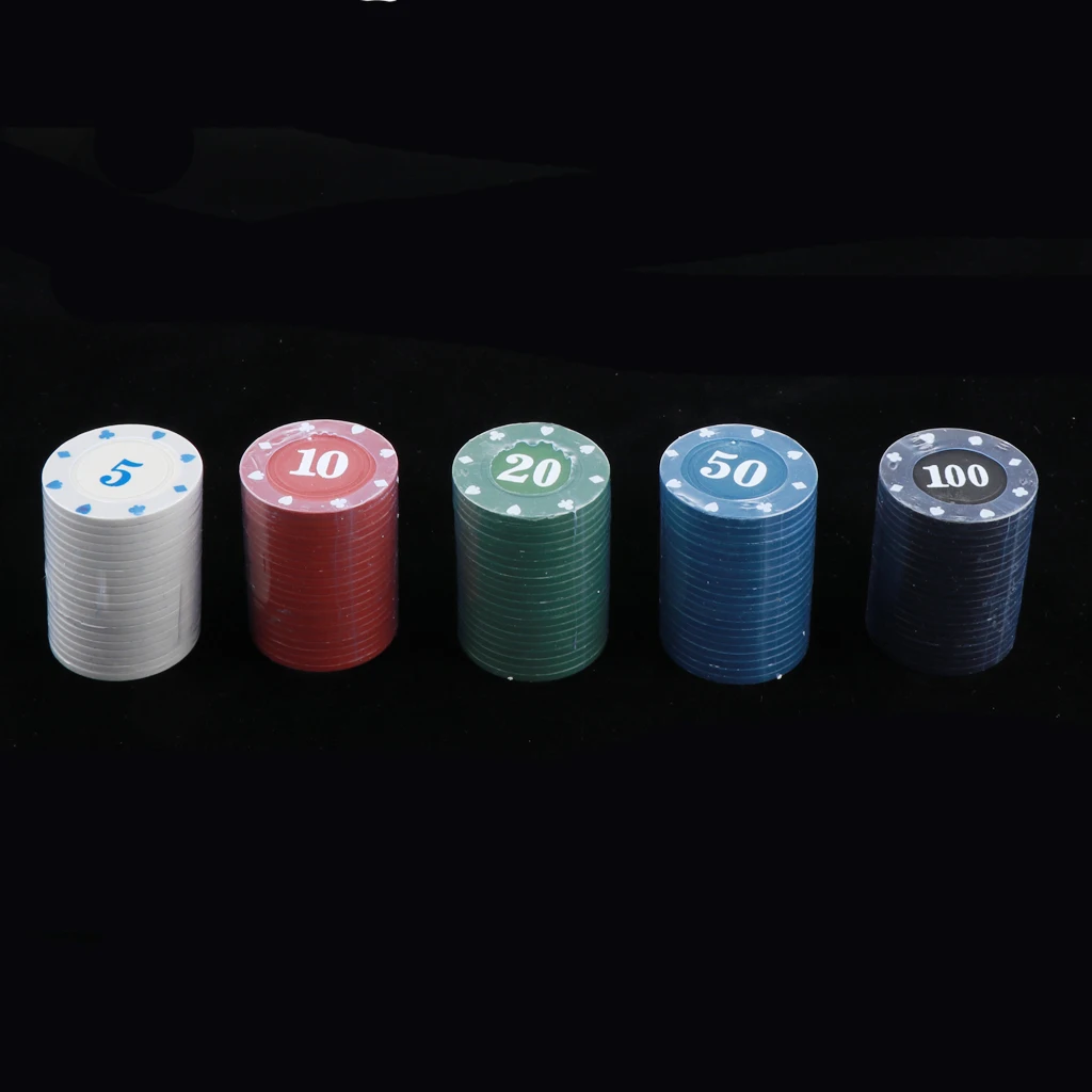 100 Pieces Poker Chip Set for Texas Holdem, Blackjack, Gambling Games, Cards - Casino Chips with Numbers