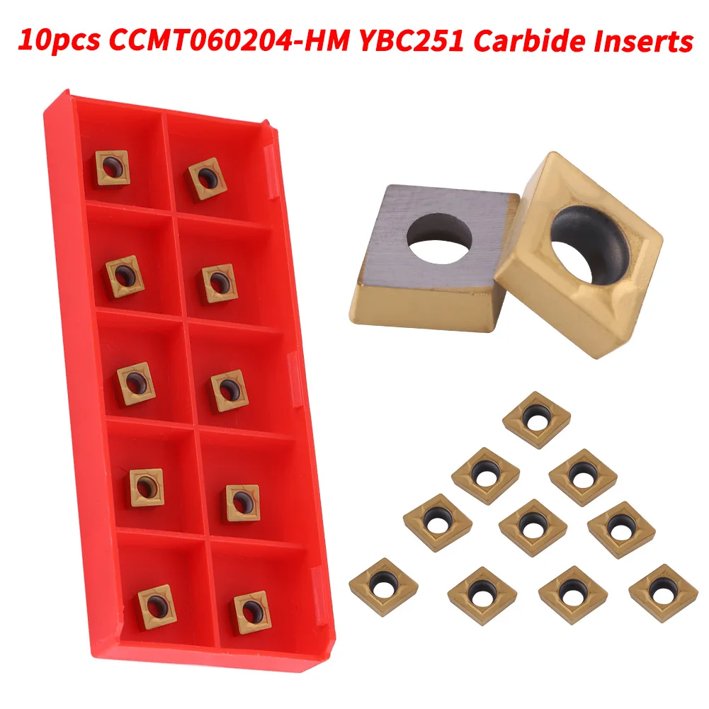 10pcs CCMT060204-HM YBC251 Lathe CNC Carbide Blades Insert for Turning Tool 