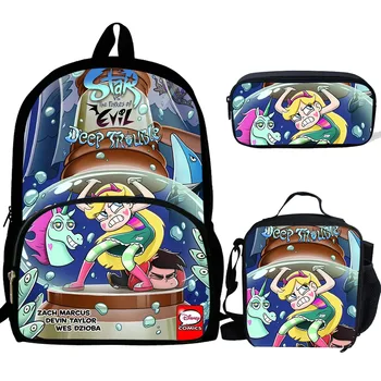 

Star vs the forces of Print Backpacks Children Bookbag Boys School Bag Mochila Girls Daily Shoulder Luch Bag Set Pencil Croobody