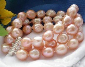 

Unique Pearls jewellery Store 3row 8mm Pink Baroque Freshwater Pearl Bracelet Magnet Clasp Fine Jewelry Women Gift