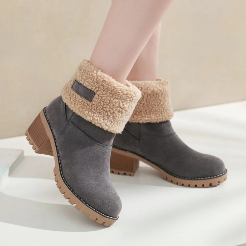 Winter Boots Women Fur Warm Snow Boots Ladies Warm Wool Booties Ankle Boot Comfortable Shoes Casual Female Mid Calf
