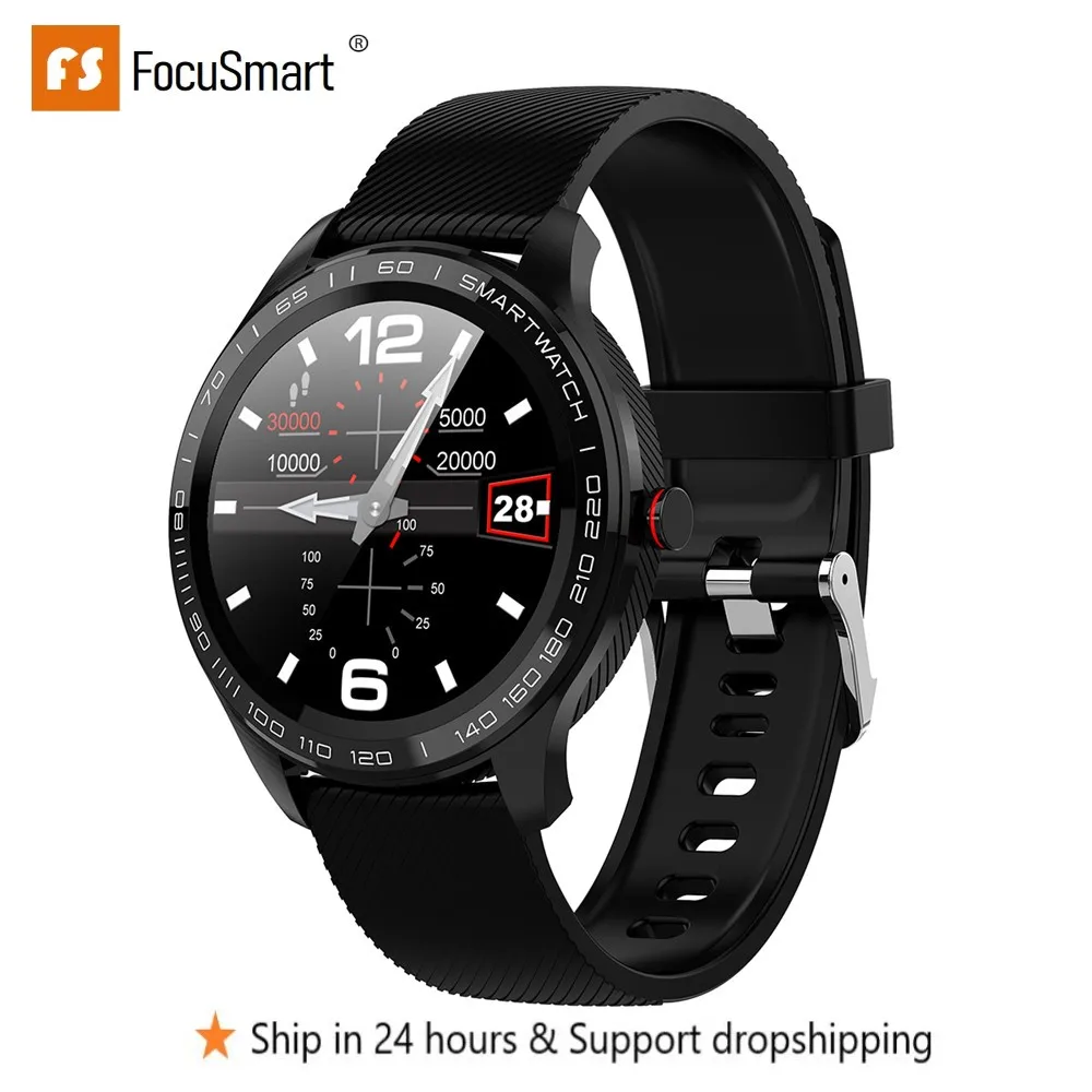 Мужские умные часы FocuSmart с круглым экраном полностью сенсорным IP68