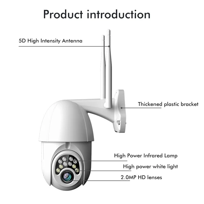 Камера видеонаблюдения IP Камера с Onvif WiFi 2MP 1080P Беспроводной Скорость купольная PTZ CCTV ИК Открытый NetCam»+ 16/32/64 GB tf-карта