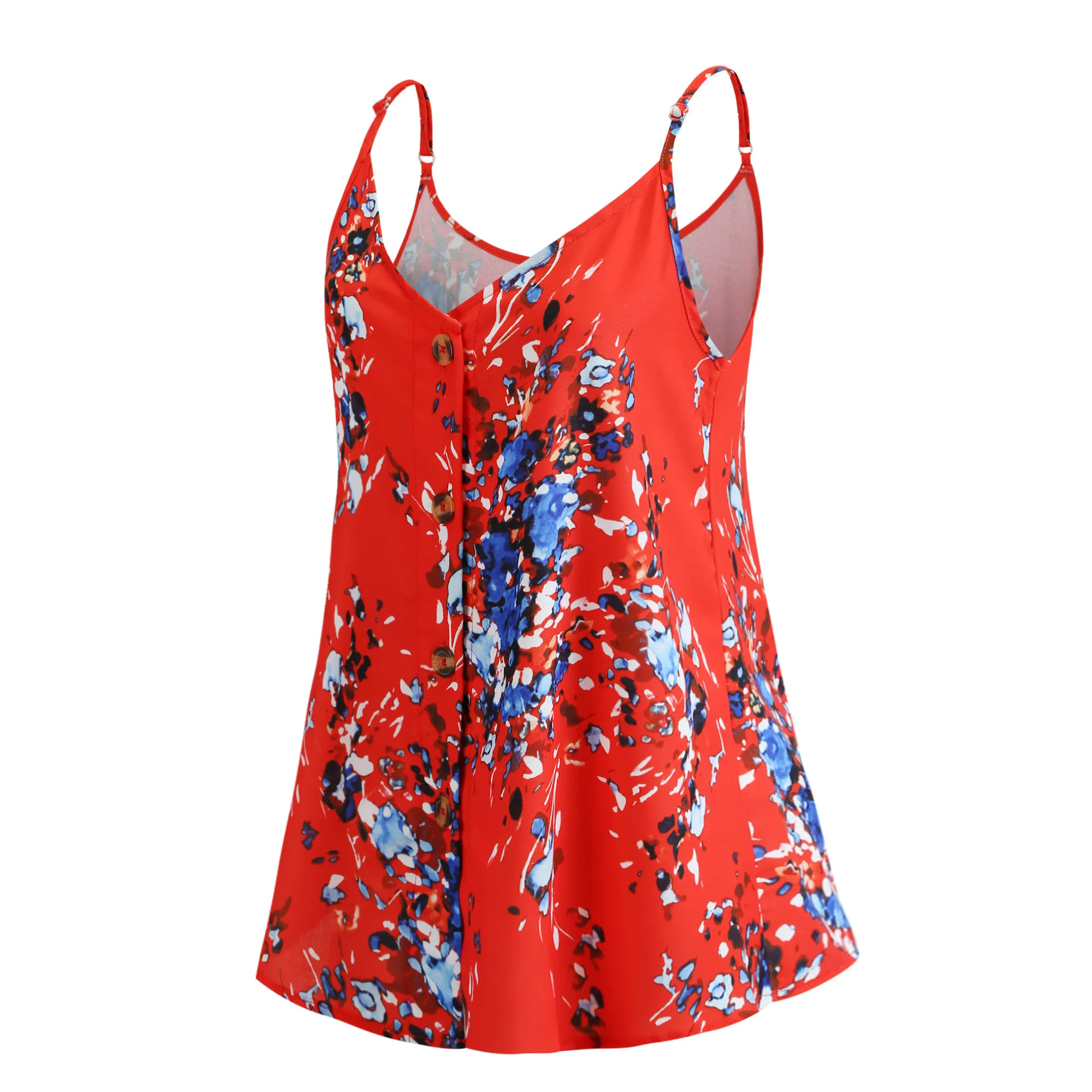 Fashion Women's Sleeveless Shirt Top Casual V-neck Buttoned Tank Top Summer Sleeveless Shirt Women's Shirt