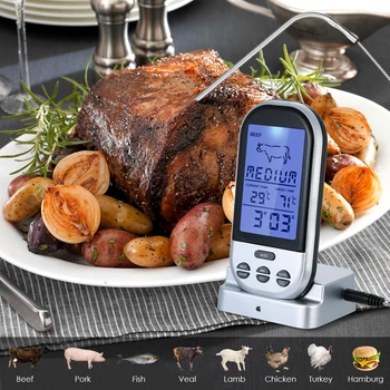 

Hot Wireless Meat Thermometer with LCD Display Backlight Countdown Function Digital Remote Cooking Thermoters for Kitchen Barbeq