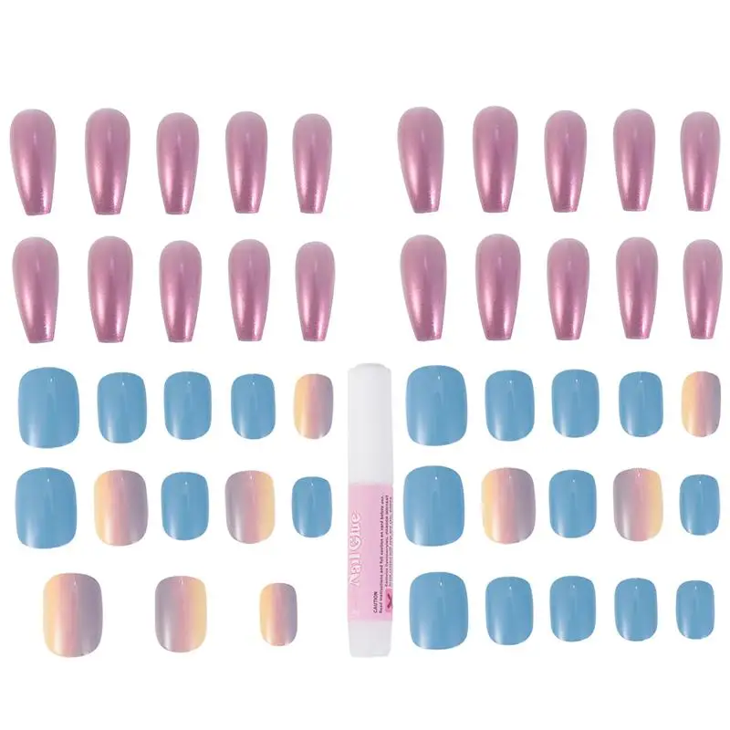 

48pcs Gradient Color Nail Patch Democrative Beautiful False Nails Sticker for Women