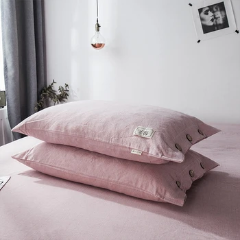 

Yaapeet 2pcs Cotton Striped Throw Pillow Case Comfortable Solid Color Travel Pillow Covers High Quality Neck Pad with Button