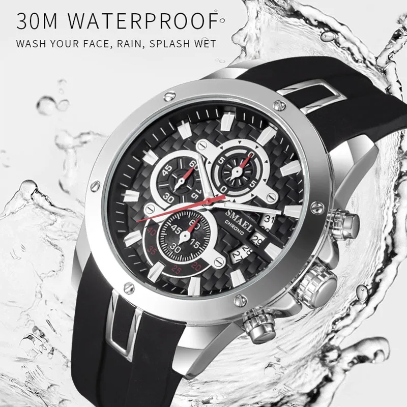 SMAEL Мужские кварцевые часы модные мужские водонепроницаемые спортивные повседневные часы мужские военные наручные часы Reloj Hombre relogio masculino