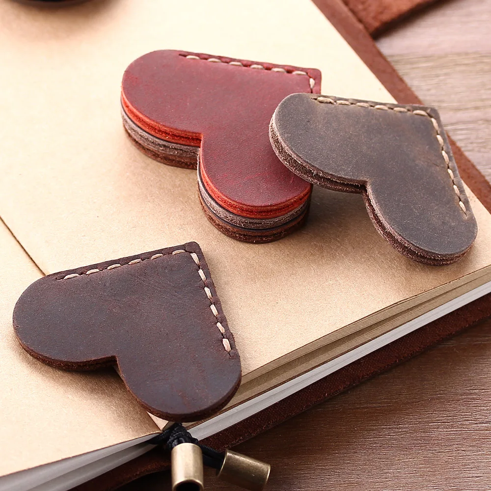 Handcrated Vintage Leather Bookmarks 1 Pack For Book Mini Corner Page Marker Genuine Leather Bookmark For Reader Teacher Gift bookmarks stationery supplies