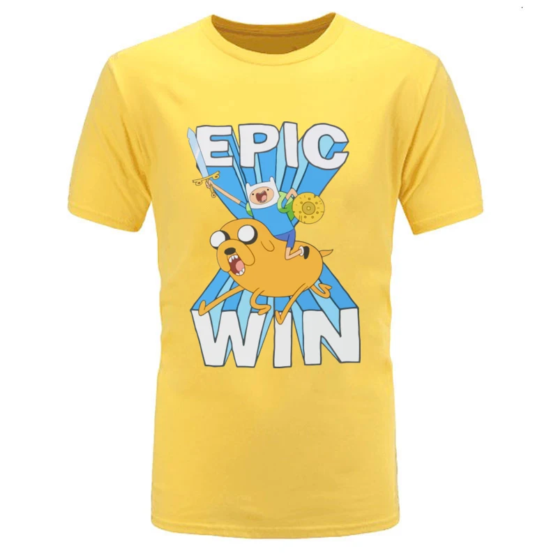 Epic_win_-_Adventure_time_2813 Round Collar T Shirt Lovers Day Leisure Tops Tees Short Sleeve New Pure Cotton Tops Shirt Men Epic_win_-_Adventure_time_2813 yellow